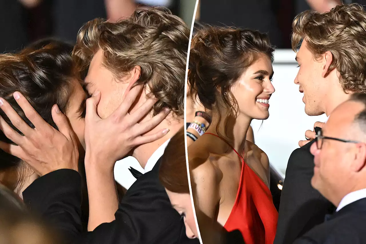 Kaia Gerber, Austin Butler share a smooch at ‘Elvis’ premiere