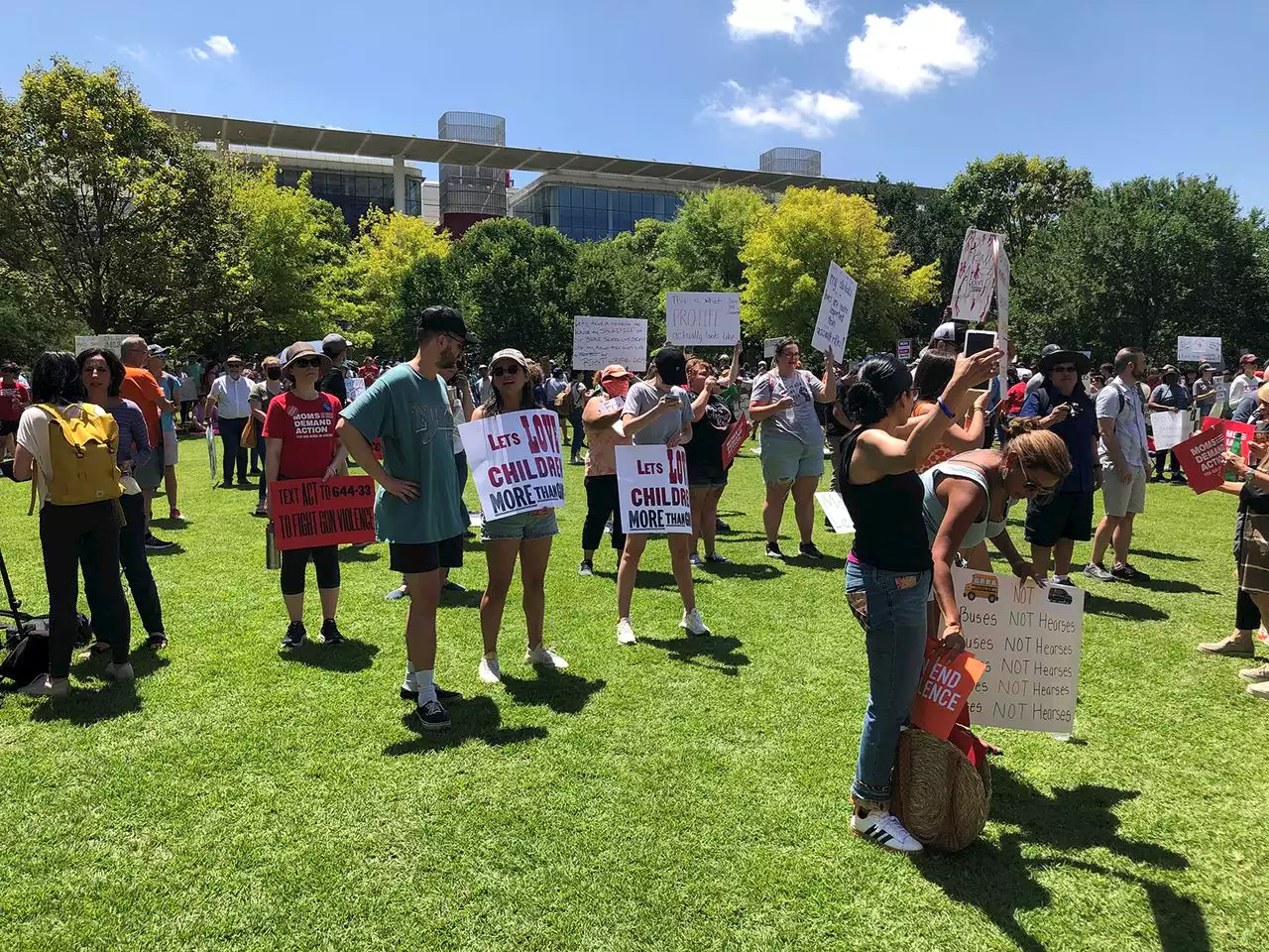 Hundreds protest outside NRA convention in Texas, days after mass shooting