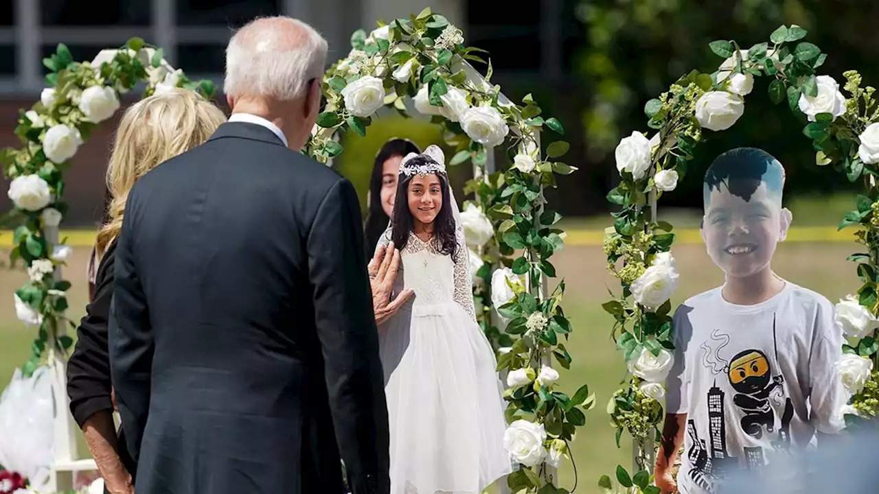 Pres. Biden and first lady visit memorial for victims of Texas school shooting