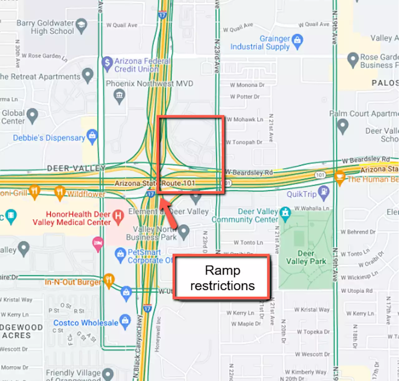 Update: Loop 101 ramps to northbound I-17 restricted overnight on Thursday (June 2)