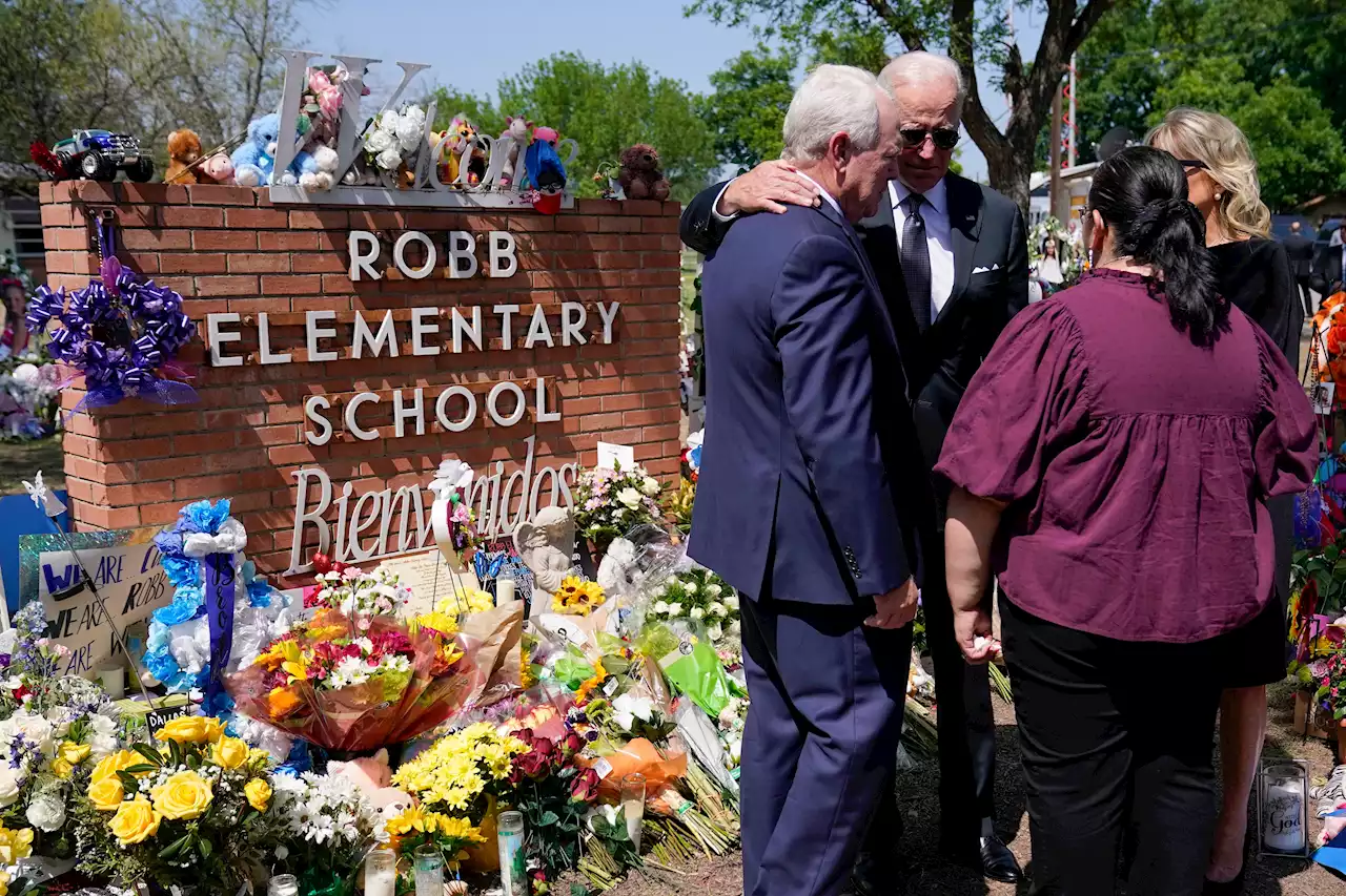 Biden visits memorial to victims of Texas school shooting