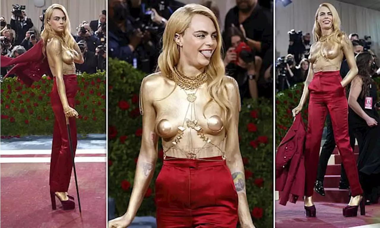 Cara Delevingne goes TOPLESS at the Met Gala in NYC