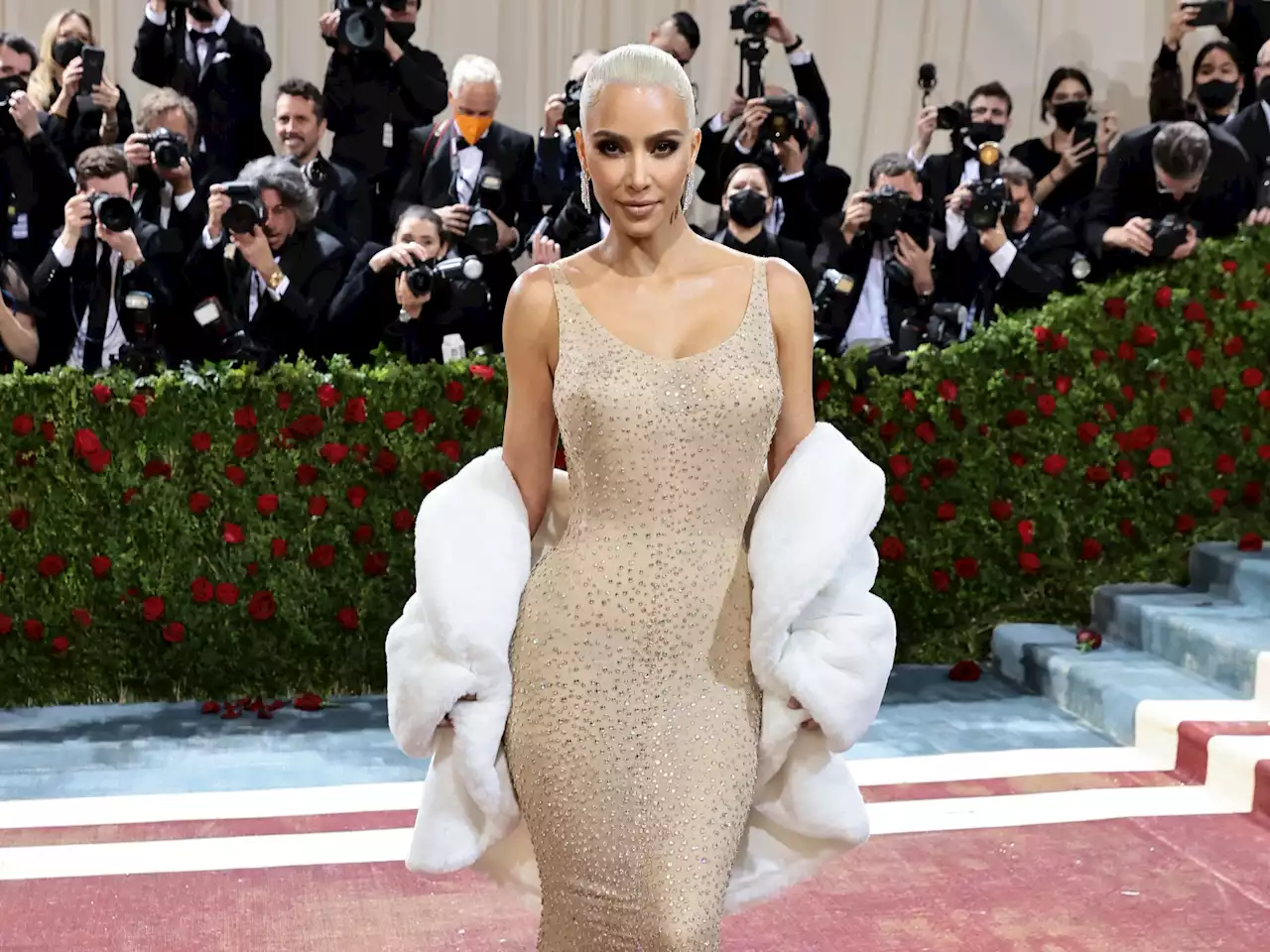 Kim Kardashian wears Marilyn Monroe’s dress at Met Gala as she debuts blonde hair