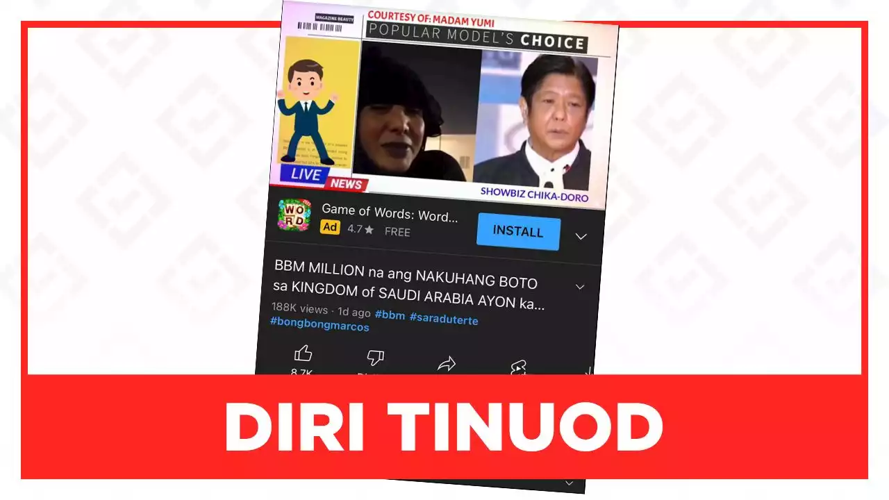 DIRI TINUOD: Ihap han mga bumutos kan Marcos Jr. ha Saudi Arabia