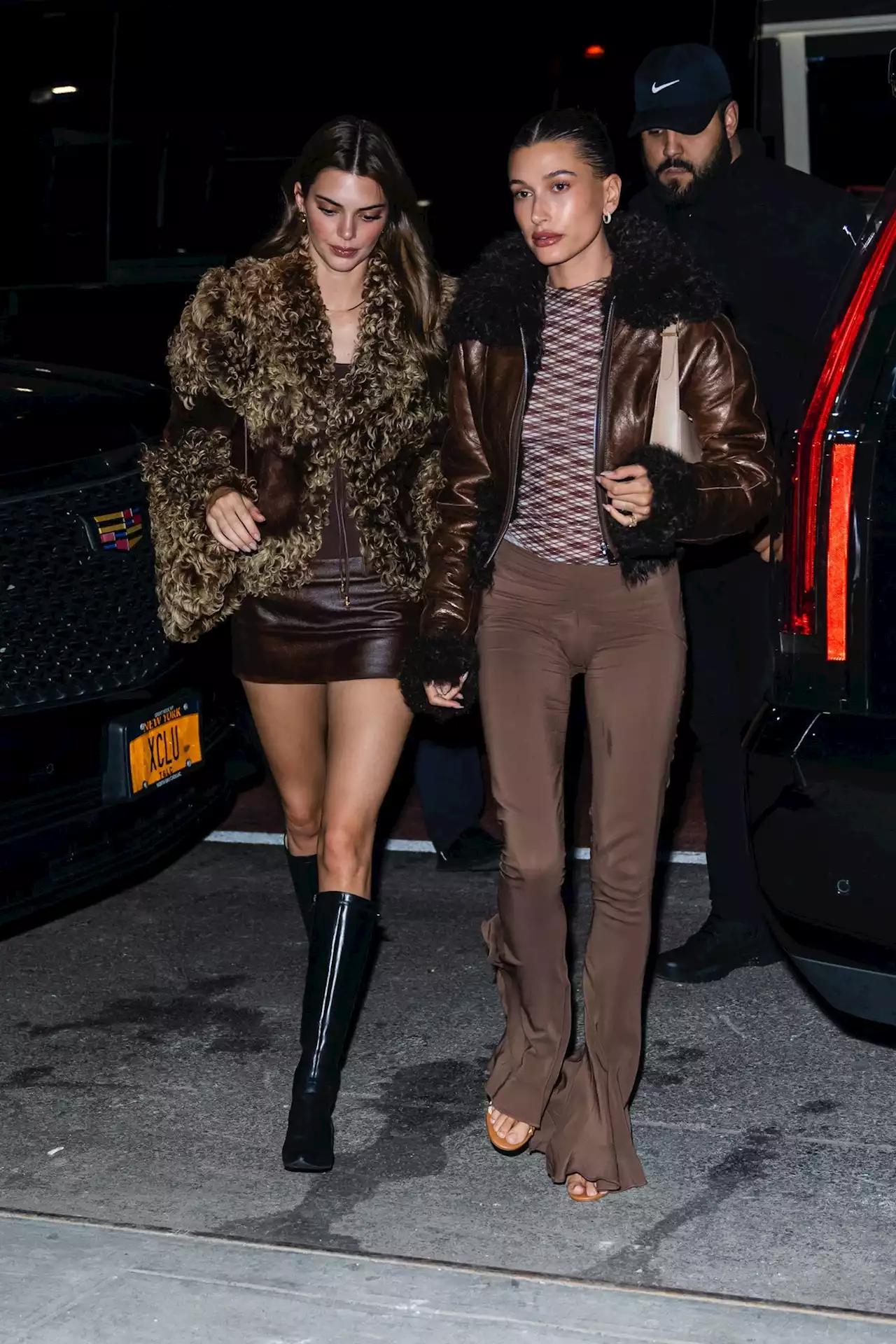 Kendall Jenner and Hailey Bieber Match In Brown Furs Ahead Of The Met Gala