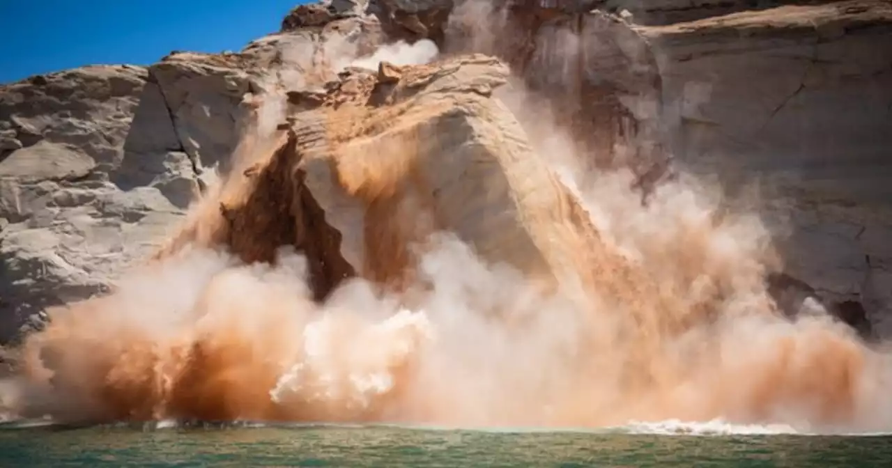 Massive Lake Powell rock slide caught on camera