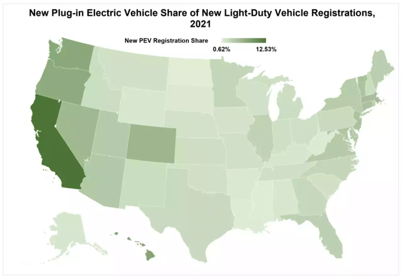 In California, 12.5% of New Light-Duty Vehicle Registrations Were Plug-in Electric Vehicles in 2021