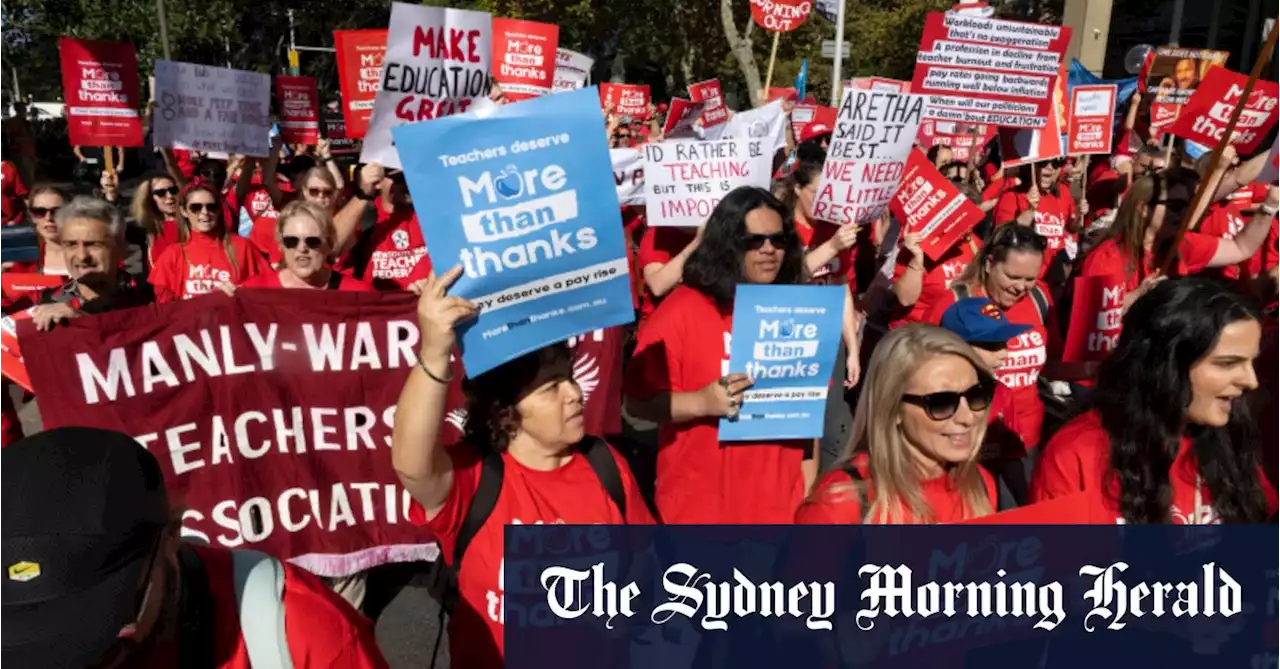 Thousands of teachers march in Sydney CBD in second strike within six months