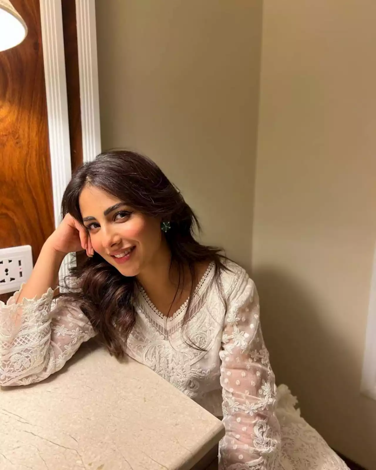 Ushna Shah aces fashion trend in white ethnic wear