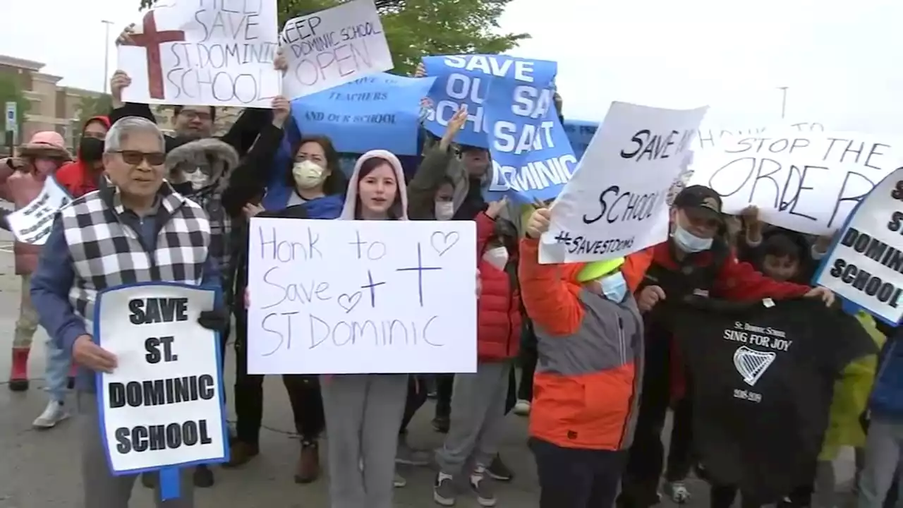 Parents protest Diocese of Joliet decision to close St. Dominic Catholic School in Bolingbrook