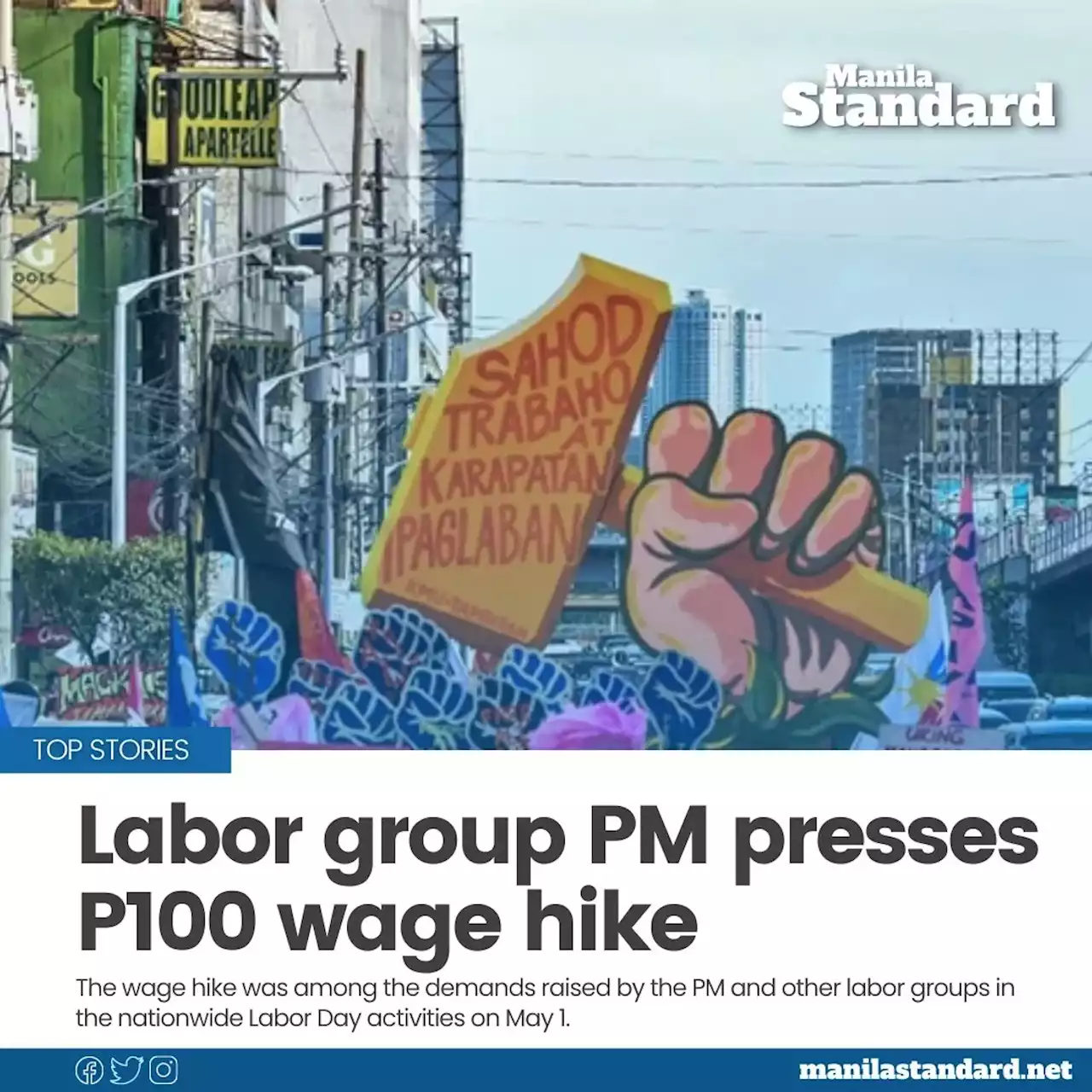 Labor group PM presses P100 wage hike