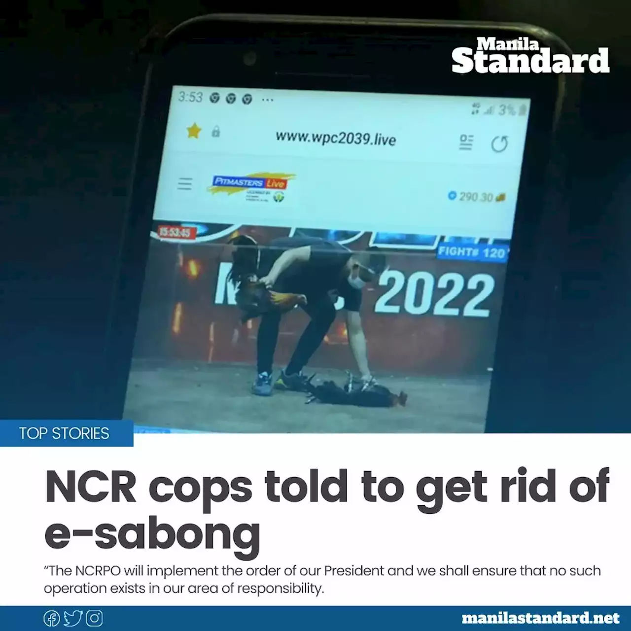 NCR cops told to get rid of e-sabong