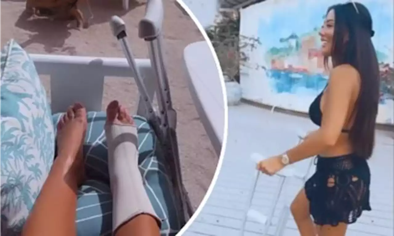 TOWIE's Yazmin Oukhellou fractures her ankle but continues partying