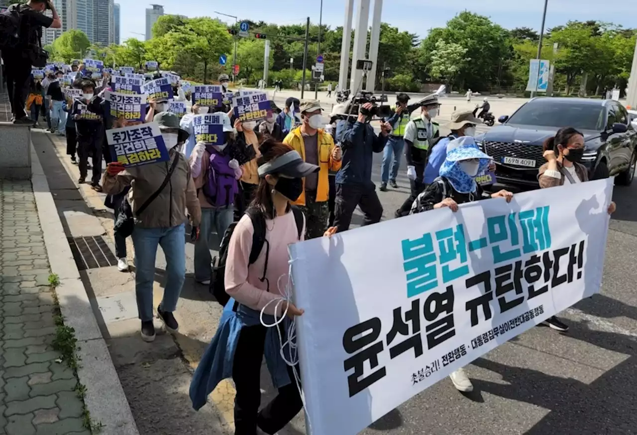 주말 도심 '용산 집무실'·검수완박 두고 찬반 집회 잇따라 | 연합뉴스