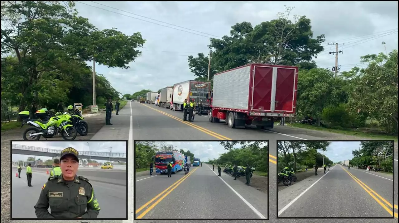 Por paro armado, Policía acompaña a vehículos en las vías del Atlántico