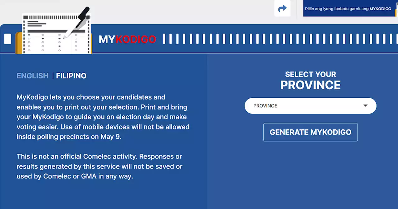 Looking for a downloadable sample ballot for Eleksyon 2022? Use MyKodigo!