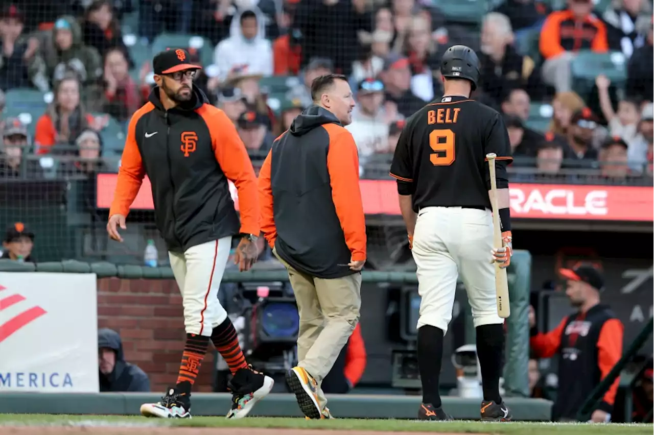 Brandon Belt exits SF Giants game with apparent injury