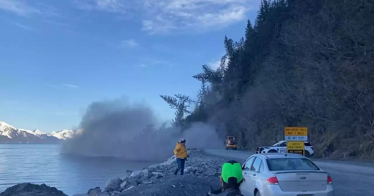 Road along bay in Seward remains buried under landslide