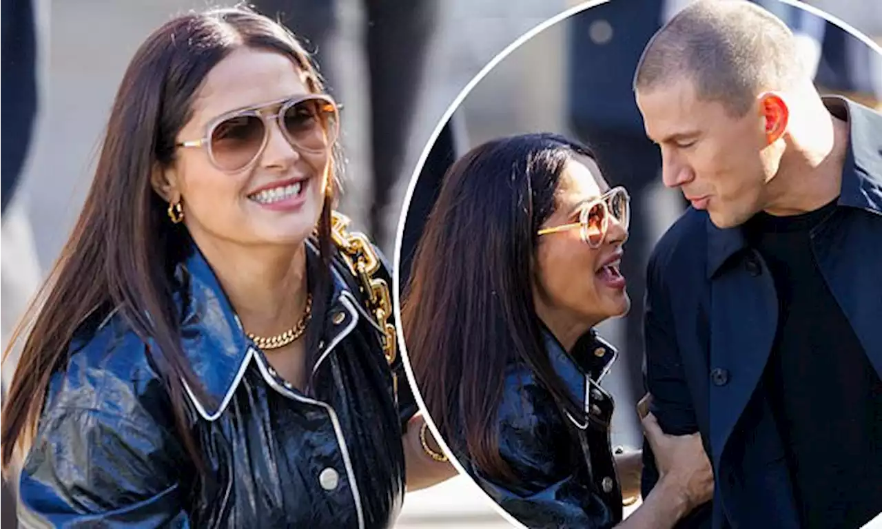 Salma Hayek shares a laugh with Channing Tatum at Magic Mike filming