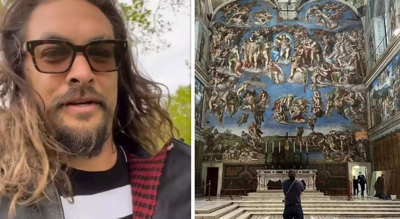 Jason Momoa è a Roma, polemica per le foto proibite scattate nella Cappella Sistina