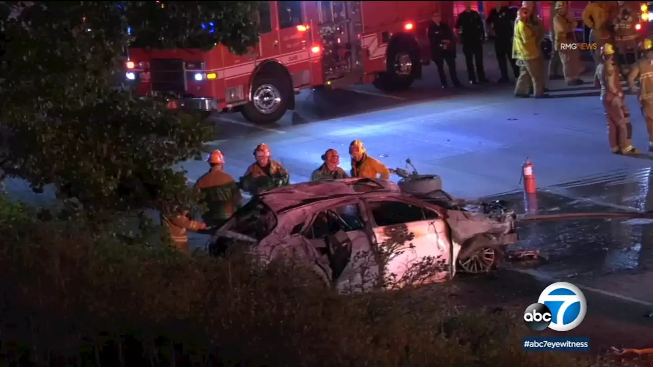 Mother of 3 killed in fiery crash on 118 Freeway in Porter Ranch; husband arrested for DUI