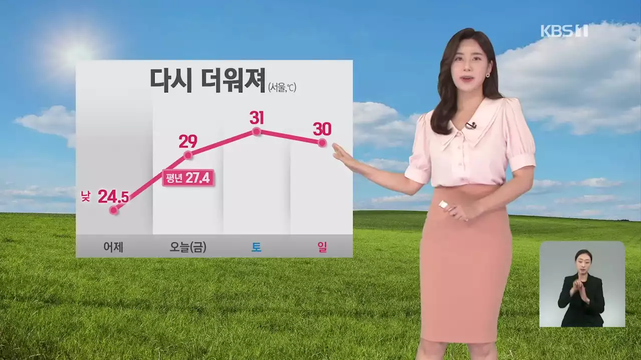 [출근길 날씨] 다시 더워져…중부지방 곳곳 소나기