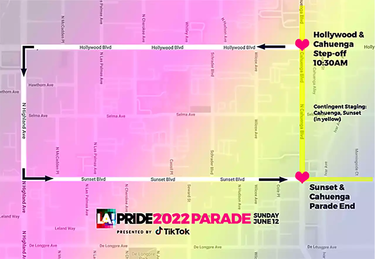 Street closures in Hollywood for Sunday’s LA Pride Parade