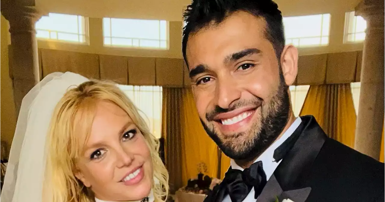 See Britney Spears in Her Custom Versace Dress for Sam Wedding