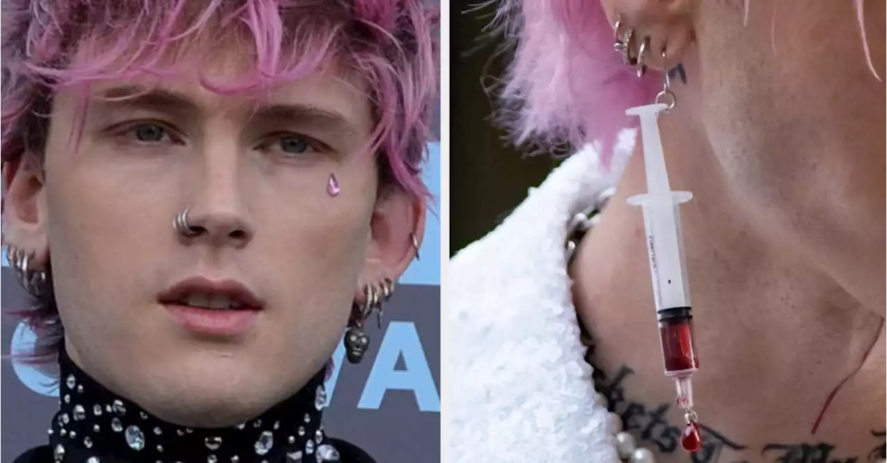 Machine Gun Kelly Wore A Bloody Syringe Earring On The Red Carpet, And It's A Wild Look