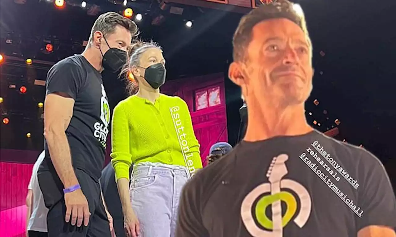 Hugh Jackman rehearses for Sunday's Tony Awards