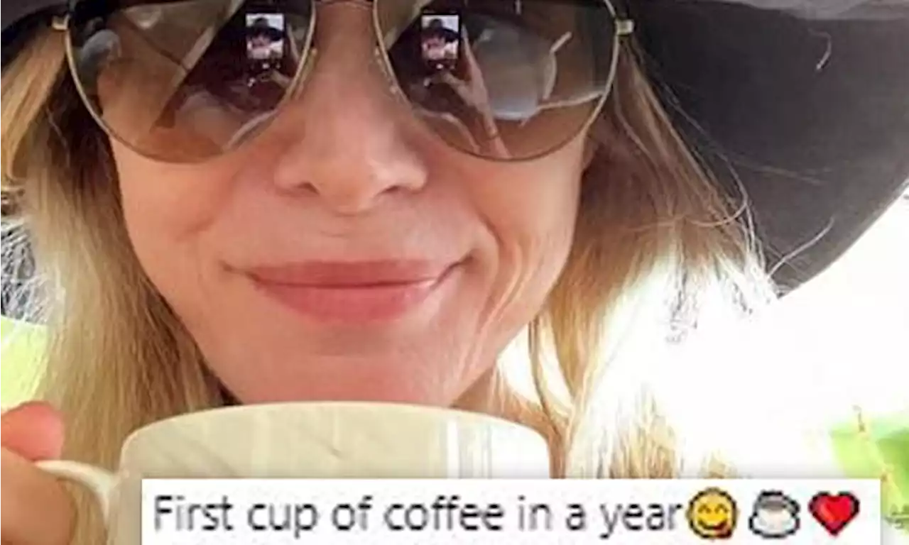 Michelle Pfeiffer enjoys her 'first cup of coffee in a year'