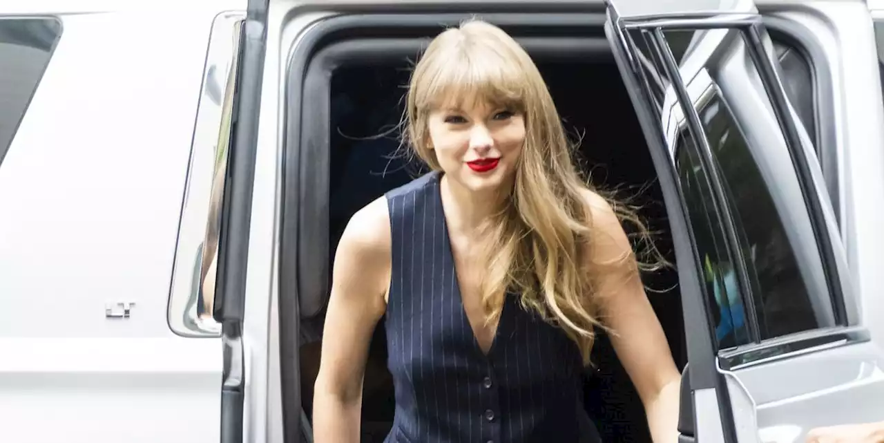 Taylor Swift Wears a Pinstripe Vest Suit to the Tribeca Film Festival