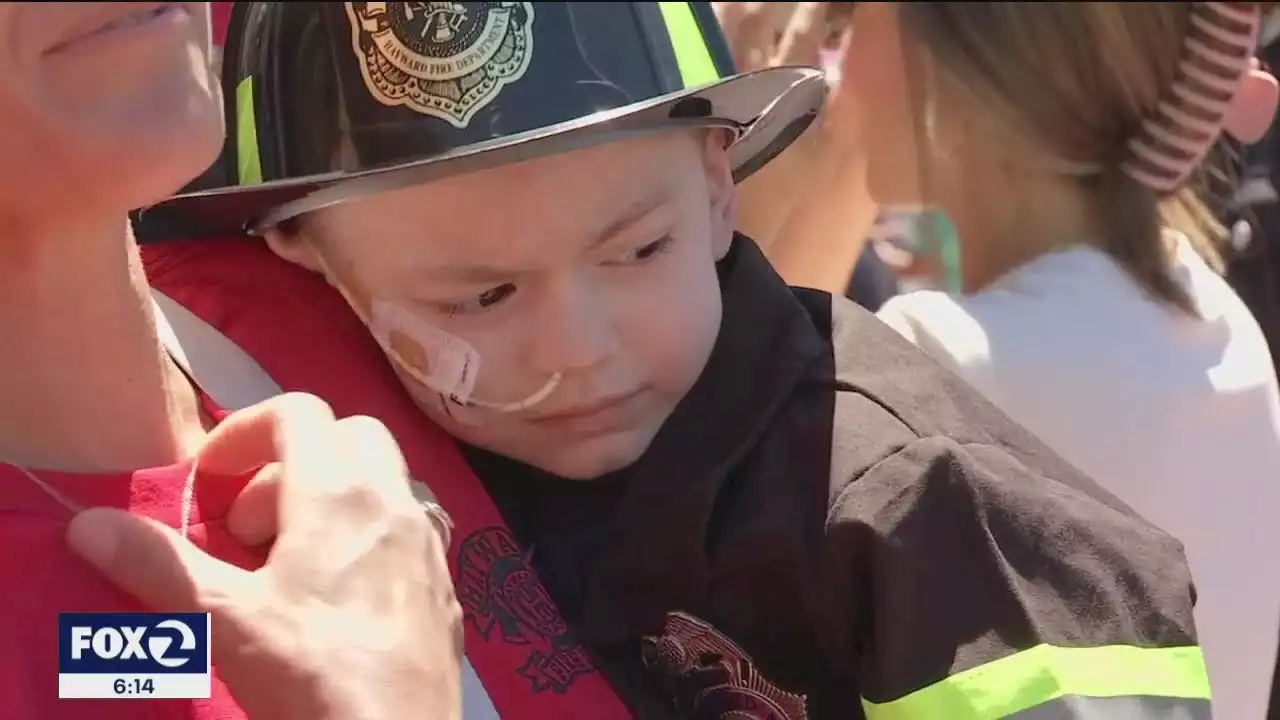 Toddler suffering from cancer becomes Hayward firefighter for a day