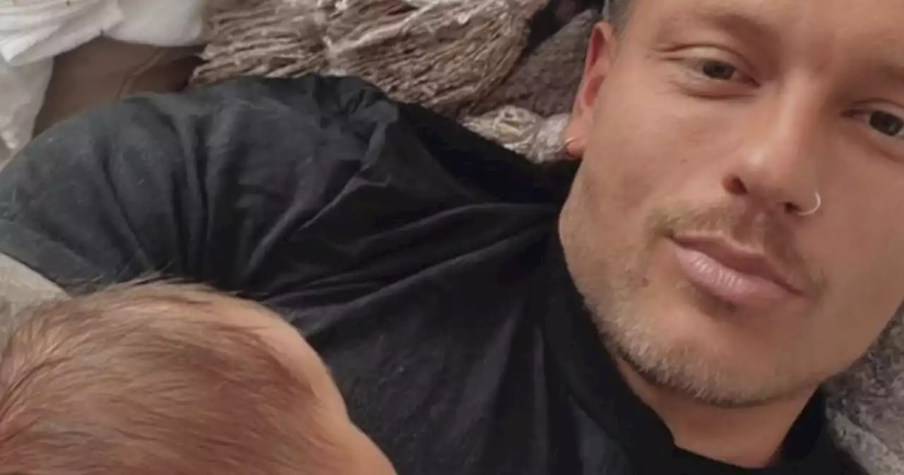 Alex Bowen calls newborn AJ his 'everything' as they all cuddle on sofa