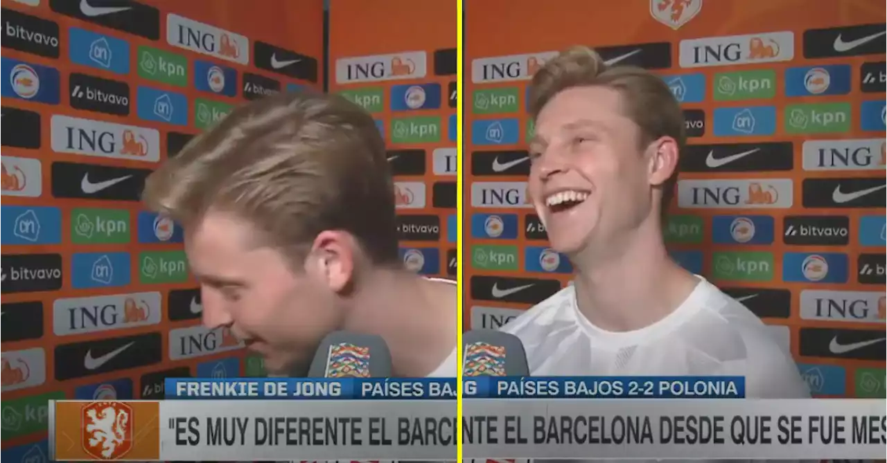 Frenkie de Jong fails to dismiss Man United rumours in awkward interview