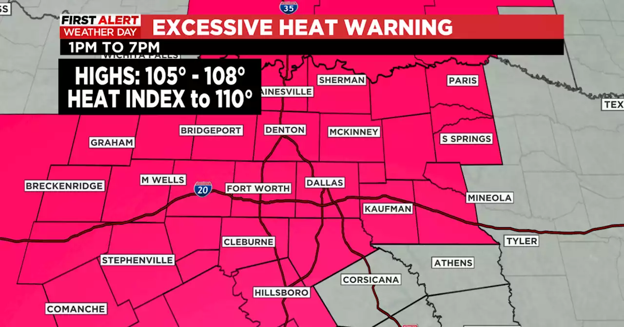 Excessive heat warning issued for most of North Texas