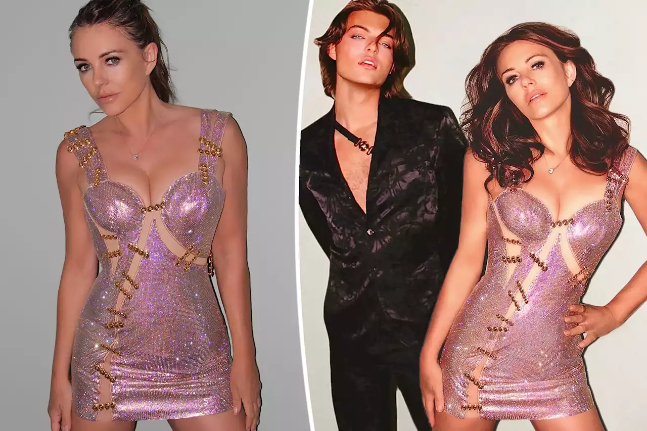 Elizabeth Hurley celebrates 57th birthday in cutout Versace dress