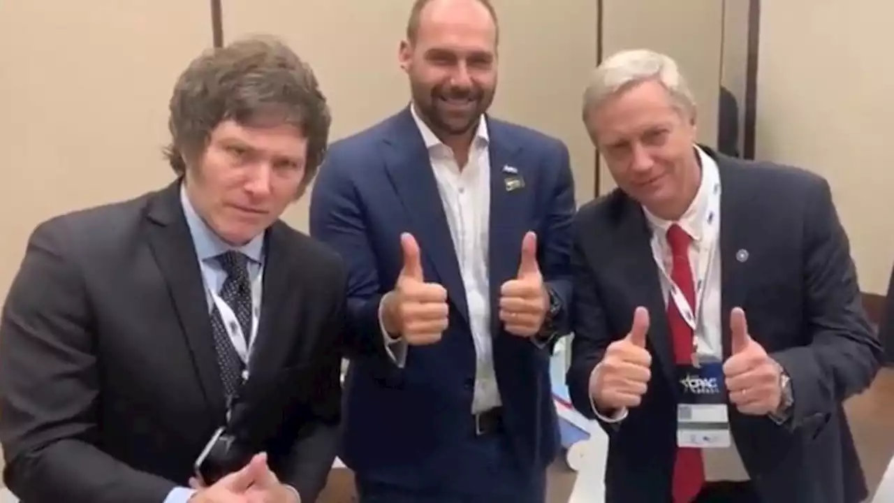 Javier Milei se mostró con Eduardo Bolsonaro y José Kast en “el mayor evento conservador del mundo” en San Pablo