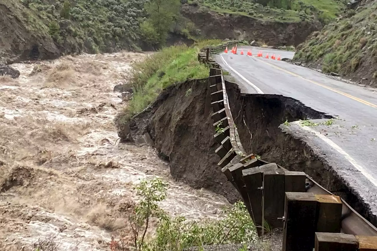 Yellowstone park closes as flooding sweeps away bridge, washes out roads