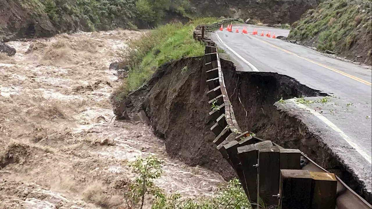 Yellowstone flooding sweeps away bridge, washes out roads