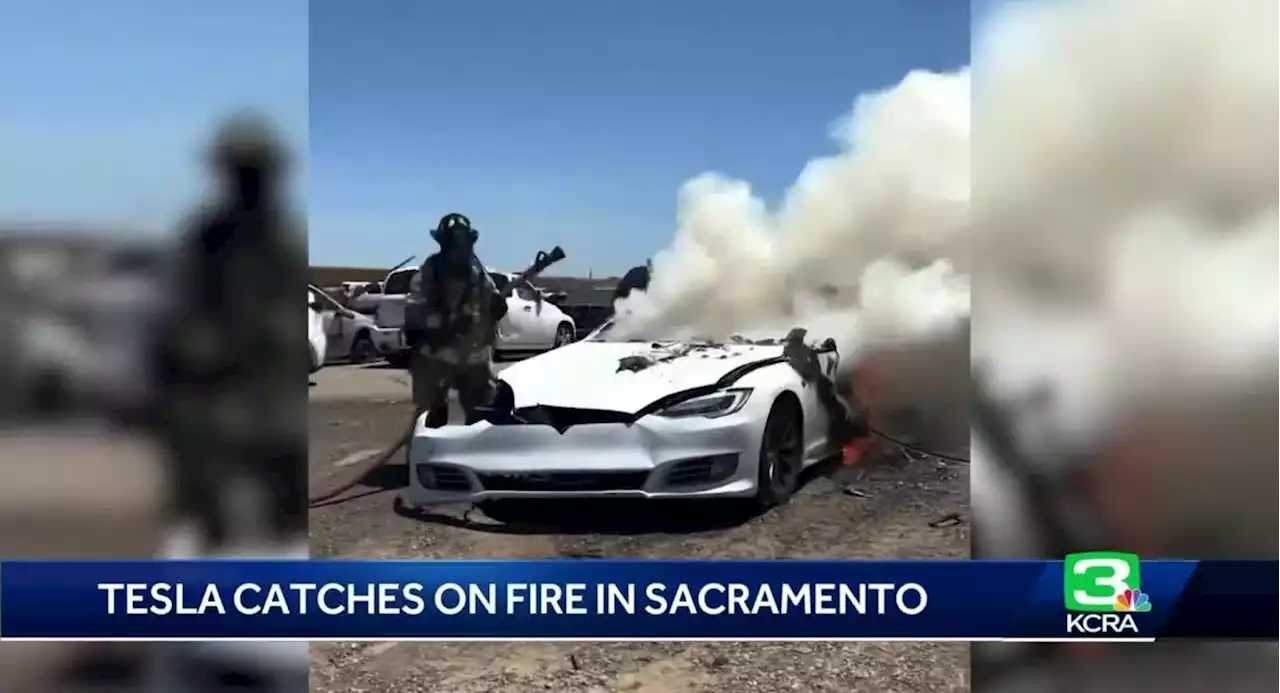 A Tesla Caught On Fire Three Weeks After Sitting At A Wrecking Yard | Carscoops