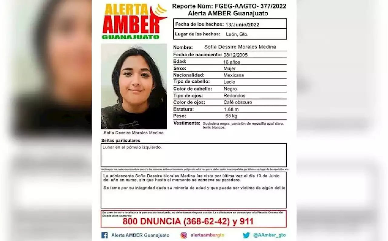 Sofia Desiree de 16 años desaparece en León; activan Alerta Amber