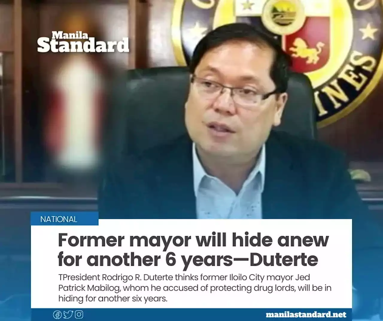 Former mayor will hide anew for another 6 years—Duterte