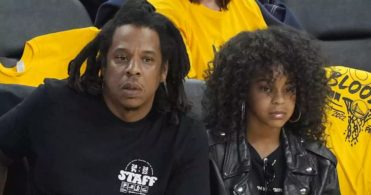 Blue Ivy Carter Nails Courtside Style in a Leather Jacket and 'Brown Skin Girl' T-Shirt