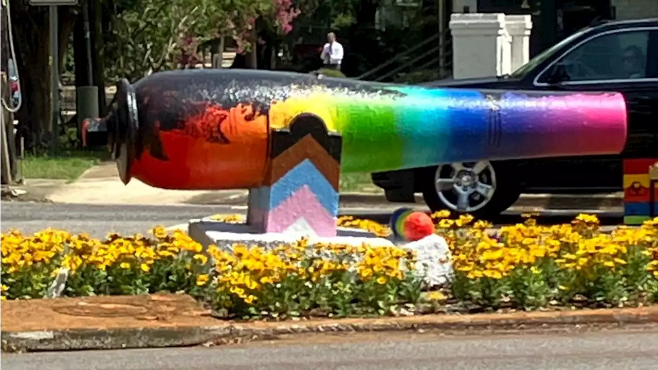 Homeless man charged after Pride-themed cannon partially painted over