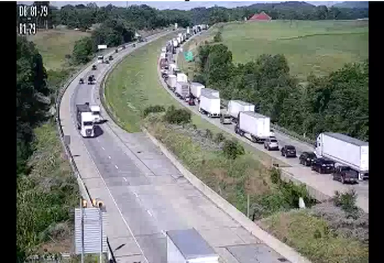 Southbound lanes of I-81 in Dauphin County remain closed hours after truck overturned, caught fire