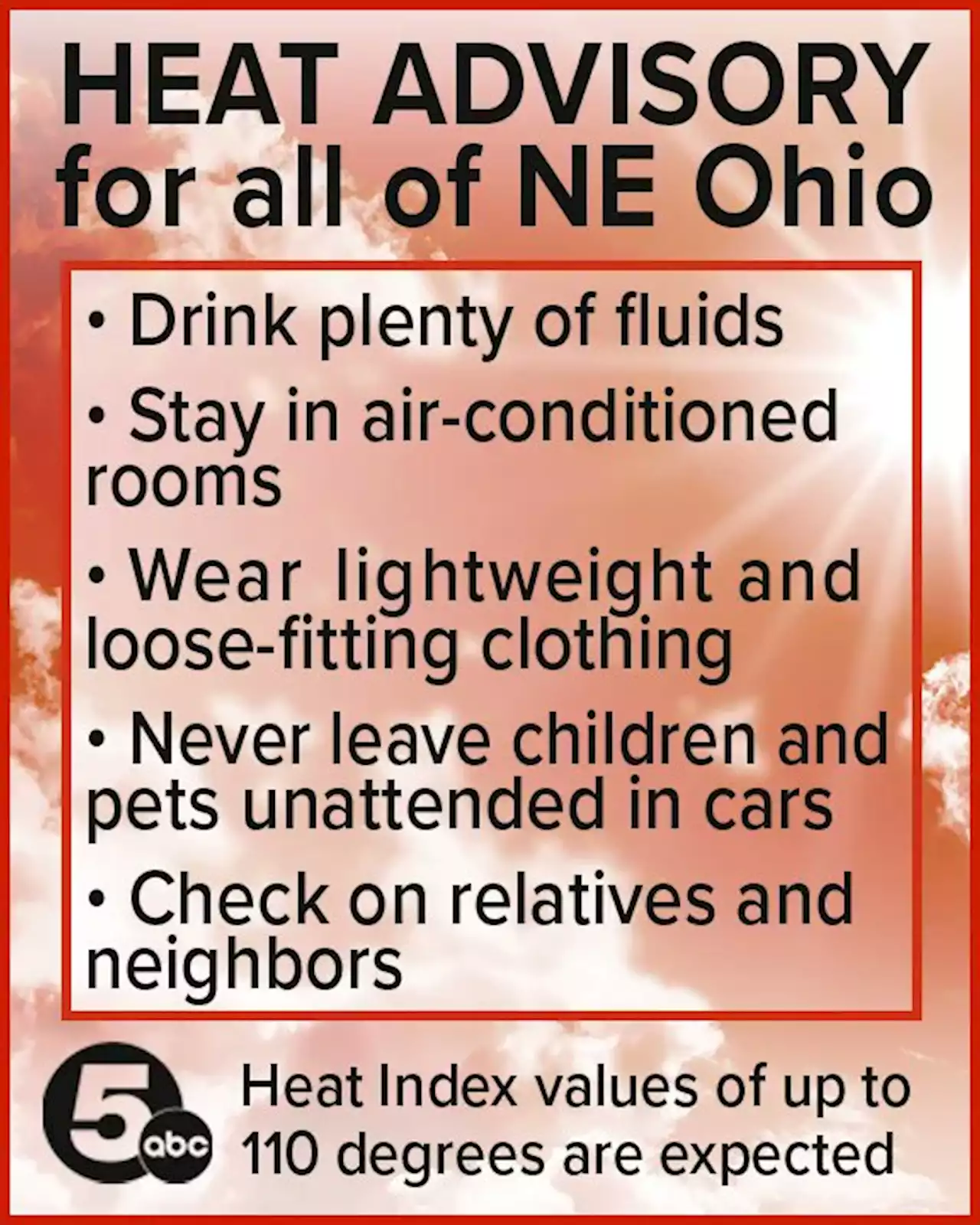 Heat, Air Quality advisories issued for much of Northeast Ohio Wednesday