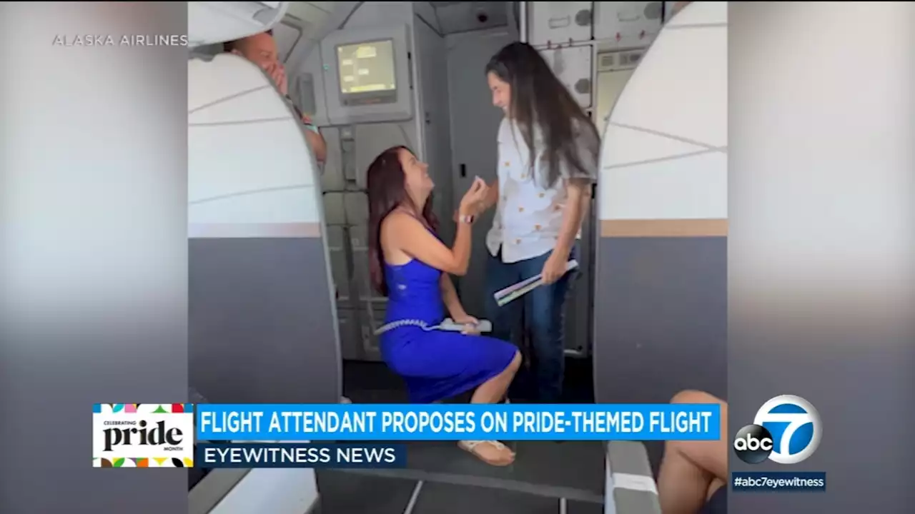 Love is the air: Alaska Airlines flight attendant proposes to pilot girlfriend on Pride-themed plane