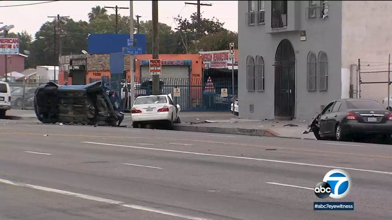 Stolen vehicle driver fatally strikes pedestrian at end of police chase in South LA, authorities say