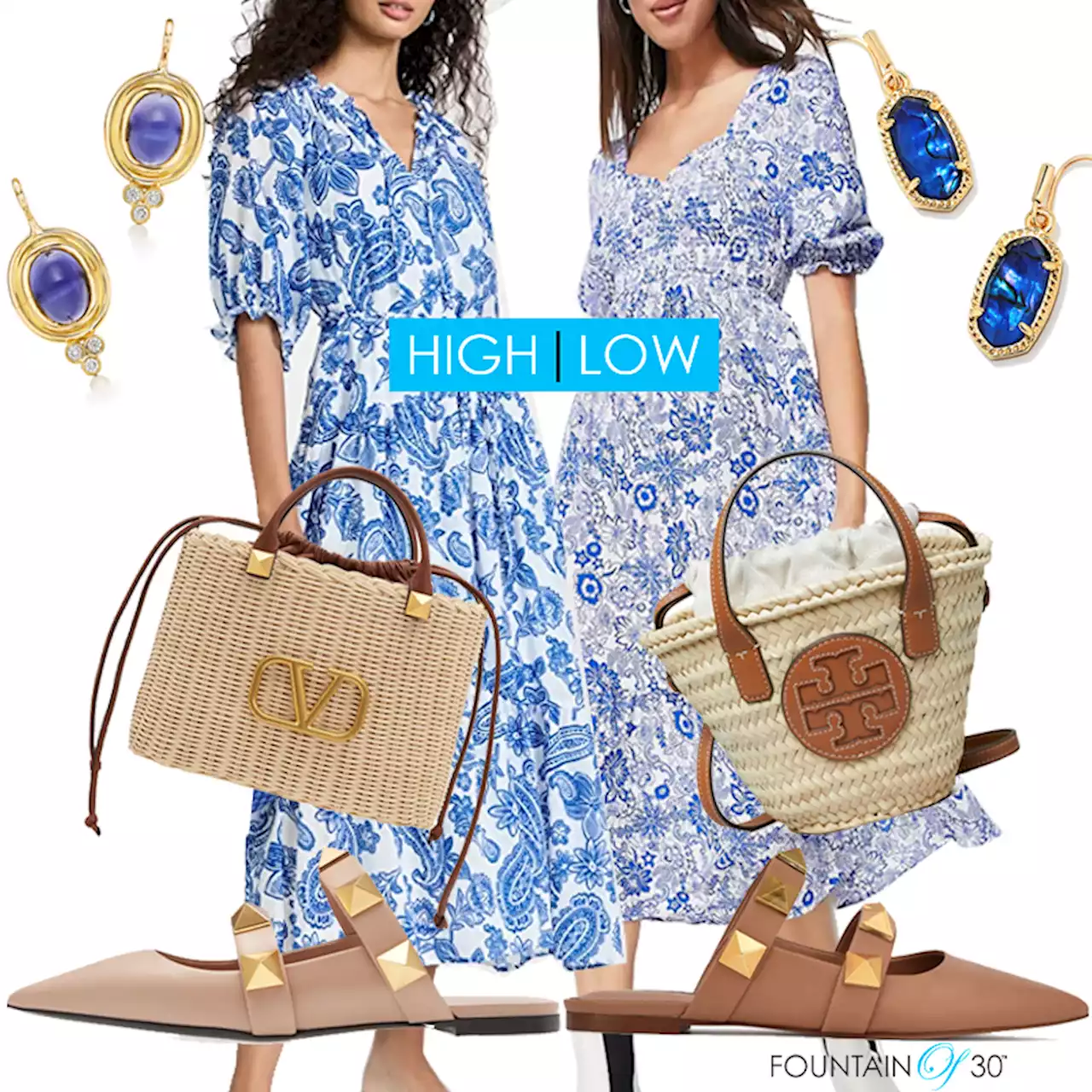 How To Style A Fresh Blue and White Print Summer Dress, High Or Low